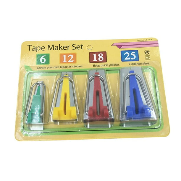 4pcs 6mm//12mm//18mm//25mm Fabric Clover Bias Tape Maker Set Binding Sewing Craft Making Tool Green Yellow Red Blue